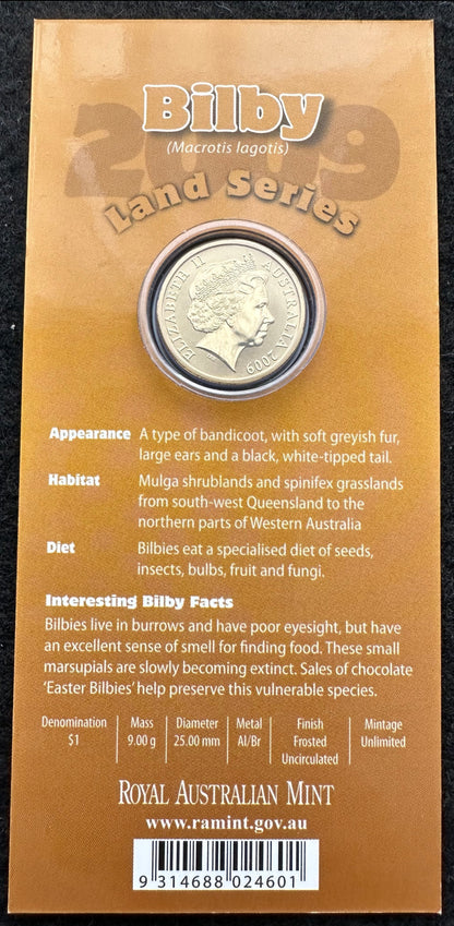 2009 Land Series - Bilby One Dollar ($1) Uncirculated Australian Decimal Coin