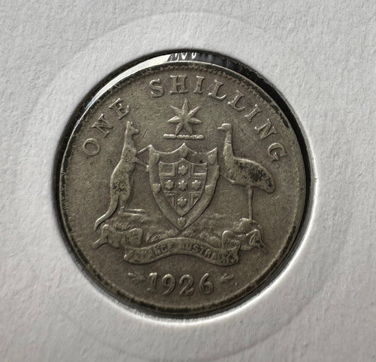 1926 Australian King George V Shilling Silver Coin