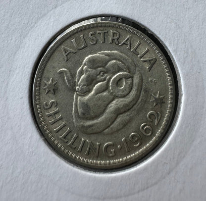 1962 Australian Queen Elizabeth II Shilling Silver