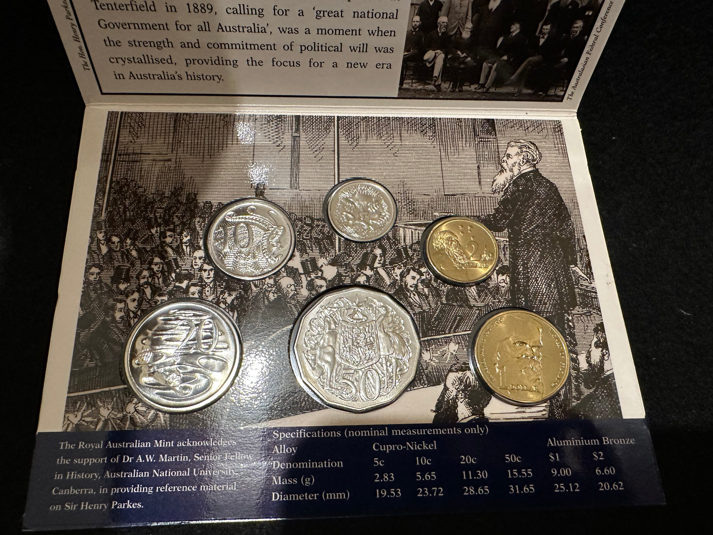 1996 Royal Australian Mint Sir Henry Parkes Uncirculated Six Coin Year Set