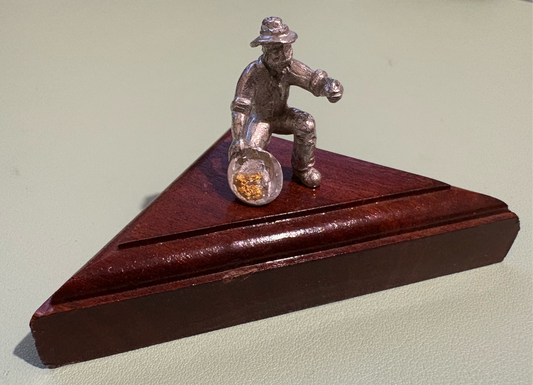 Pewter Gold Prospector with "Pocket Treasure Gold Nugget"