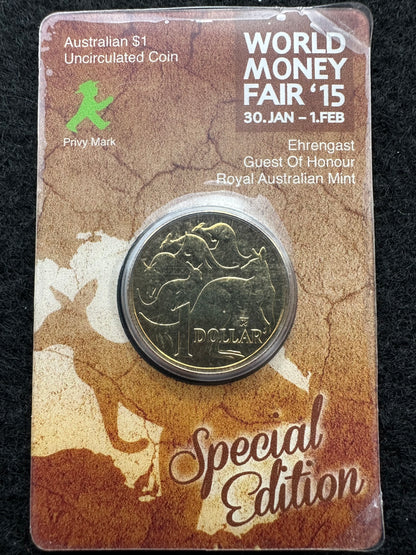 2015 $1 One Dollar World Money Fair Ampelmann Special Release UNC