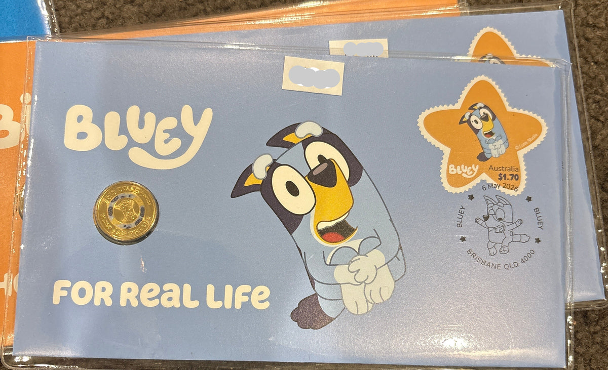 2026 $2 Bluey ‘For Real Life’ Coloured Stamp and Coin Cover PNC