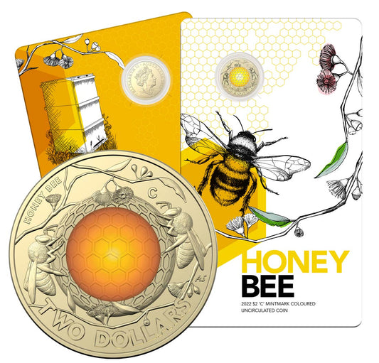 2022 $2 Honey Bee 'C' Mintmark Coin on card