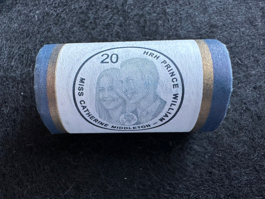 2011 Twenty Cent (20c) HRH Prince William and Miss Catherine Middleton Royal Wedding Uncirculated Mint Rolled Coin