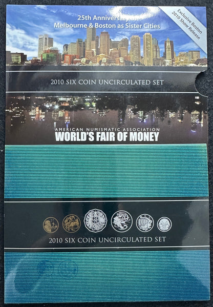 2010 Royal Australian Mint Boston World Money Fair Uncirculated Six Coin Set