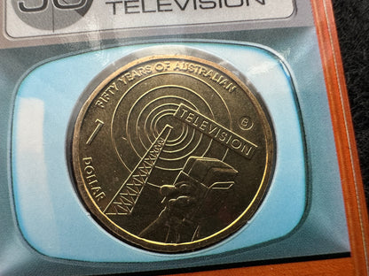 2006 50 Years of Australian Television "B Mintmark" One Dollar Coin in Ram Card