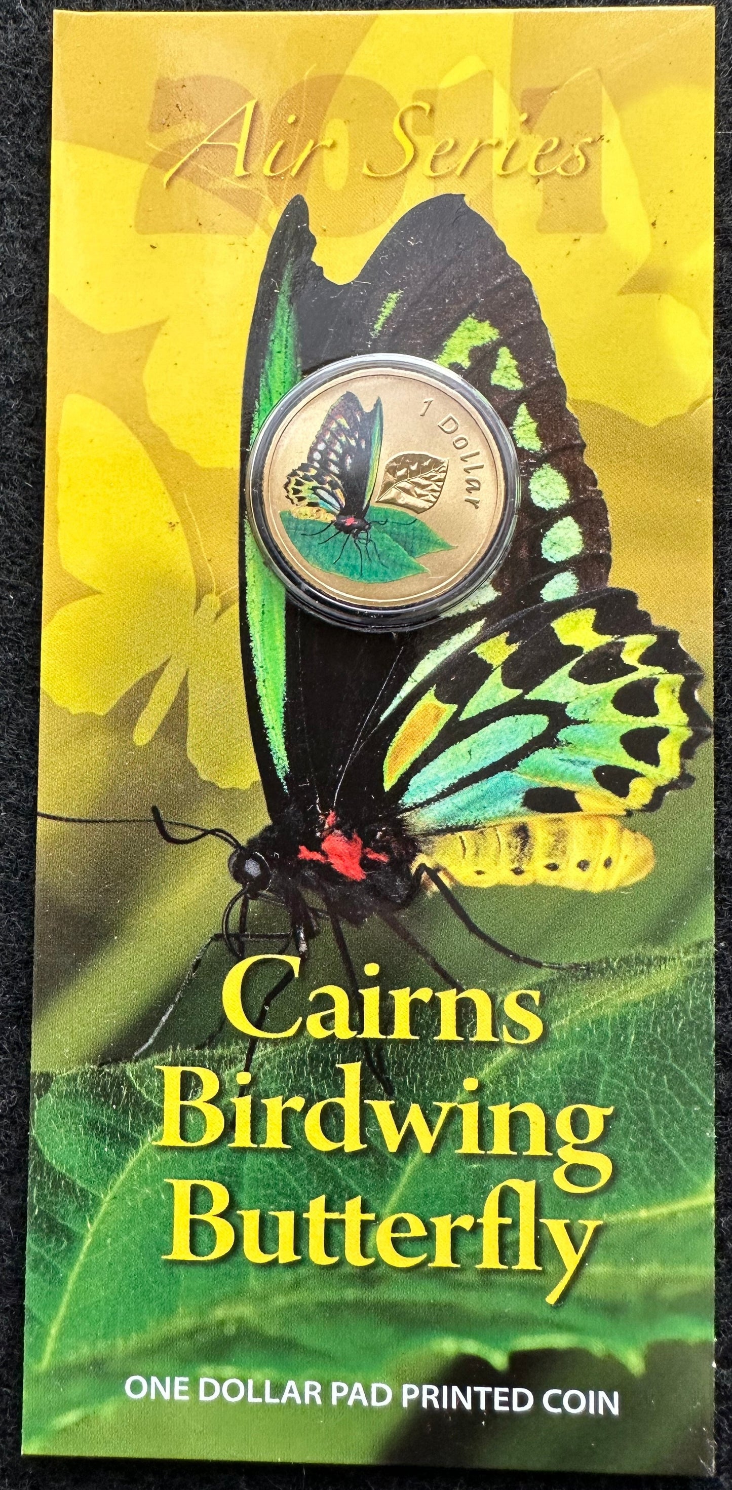 2011 $1 Air Series coloured coin - Cairns Birdwing Butterfly