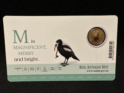 2015 Australia $1 One dollar coin 2015 ALPHABET Coloured Frosted M - Magpie