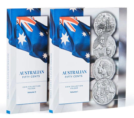 Australian 50c Coin Collection Folders Volume I & II