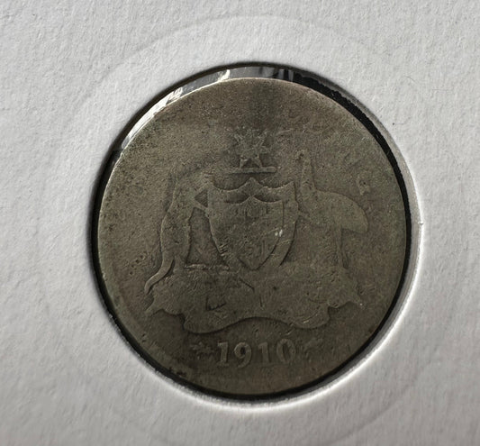 1910 Australia King George V Shilling Silver Coin