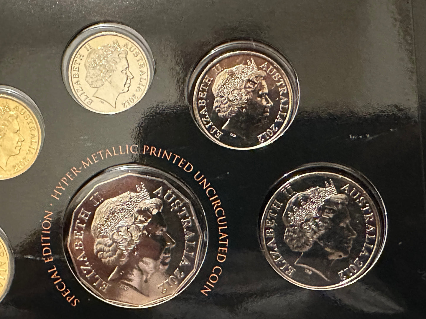 2012 Royal Australian Mint Six Coin Unc Set - Hyper-metallic Printed 50c