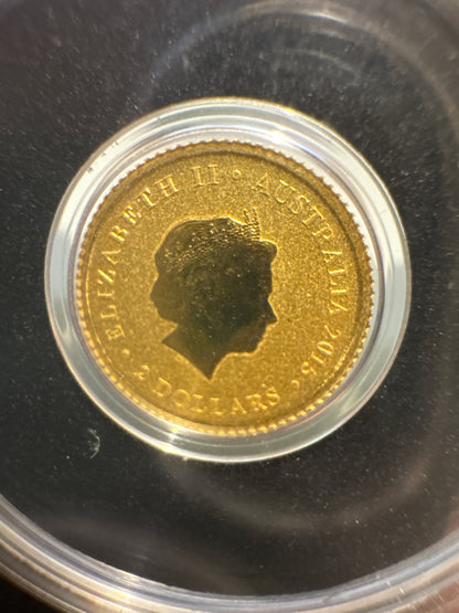 2015 $2 Australian Kangaroo Miniature Gold coin .5 grams