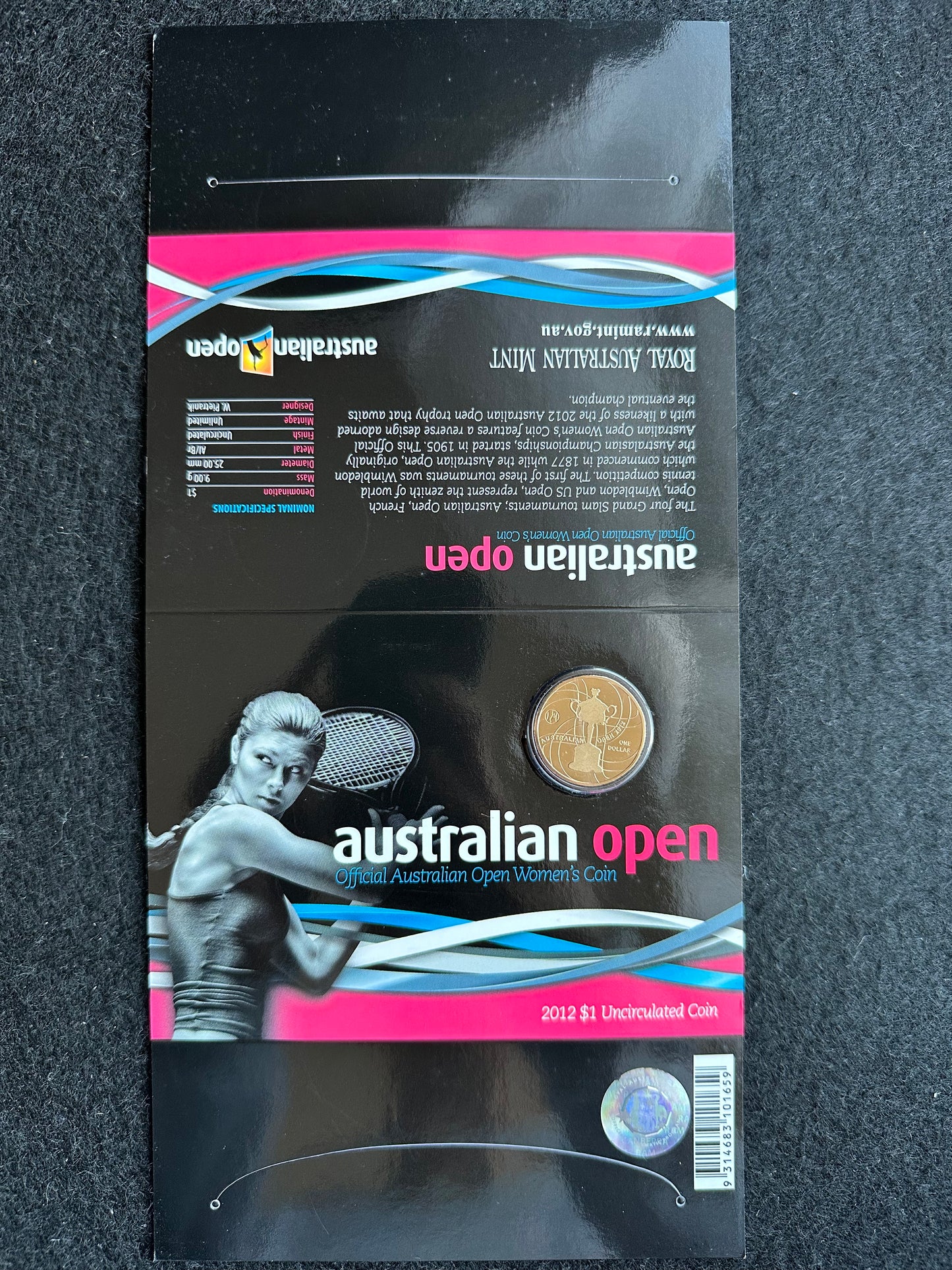 2012 Australian Open Women's $1 Uncirculated Carded Coin