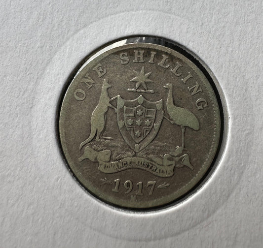 1917M Australia King George V Shilling Silver Coin