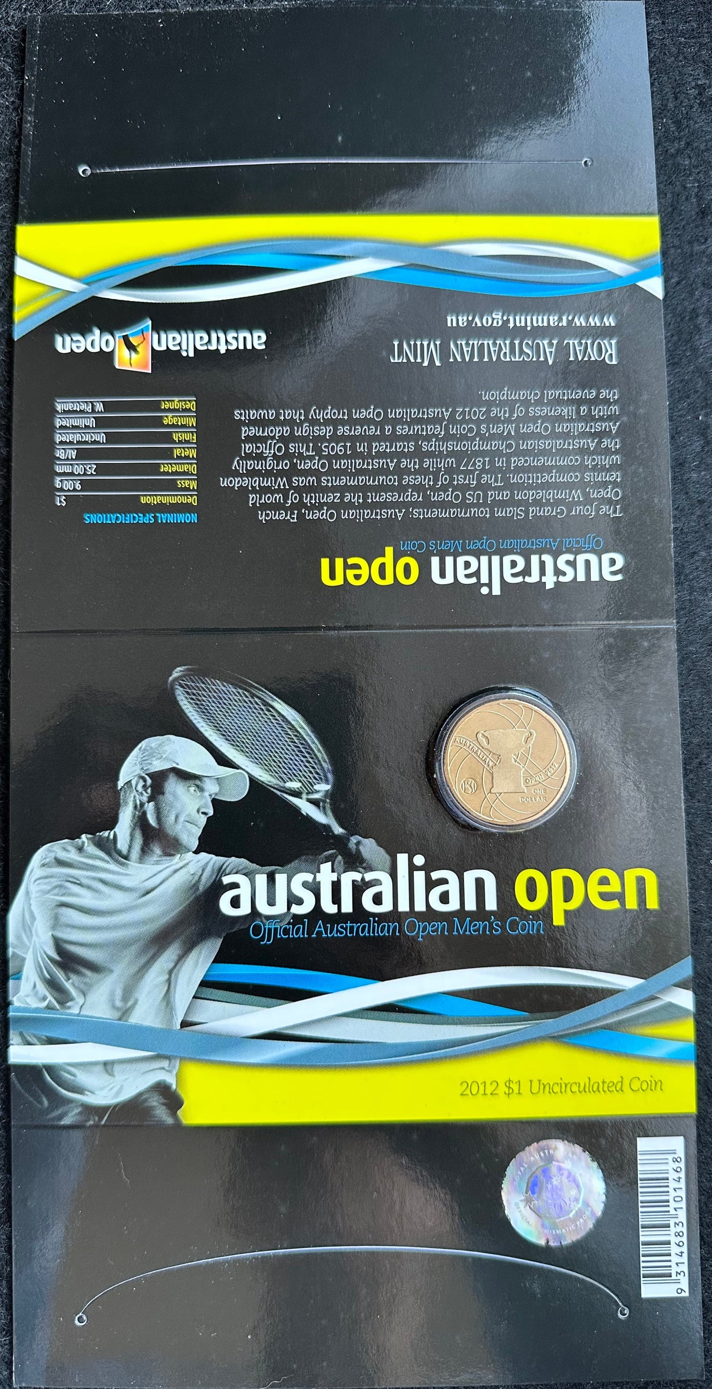 2012 Australian Open Men's $1 Carded Coin