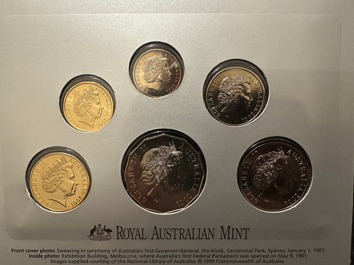 2001 Royal Australian Mint Centenary of Federation Uncirculated Six Coin Year Set