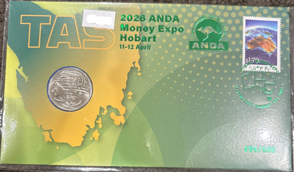 2026 Tasmania ANDA Money Expo ‘TAS’ Privy Mark 20c PNC