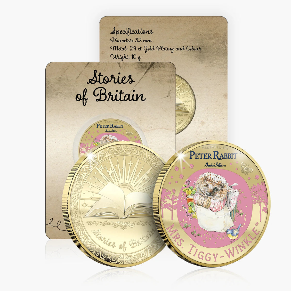 Stories of Britain Beatrix Potter Mrs Tiggy Winkle Gold Plated BU Commemorative