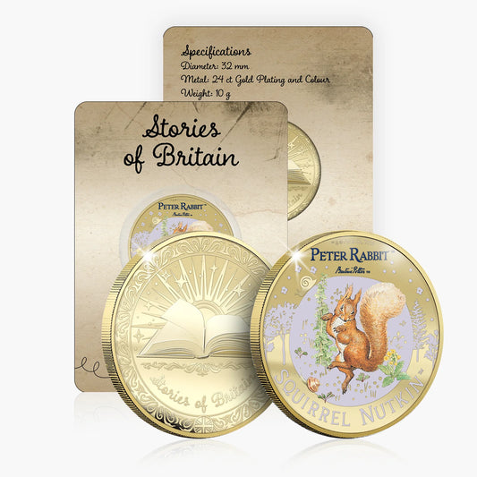 Stories of Britain Beatrix Potter Squirrel Nutkin Gold Plated BU Commemorative