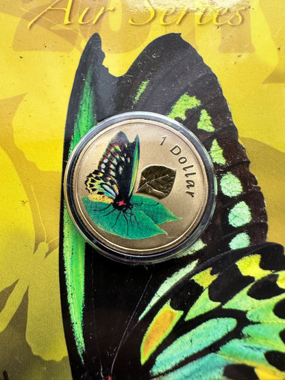 2011 $1 Air Series coloured coin - Cairns Birdwing Butterfly