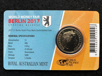 2017 World Money Fair Berlin State Privy Mark Carded Coin