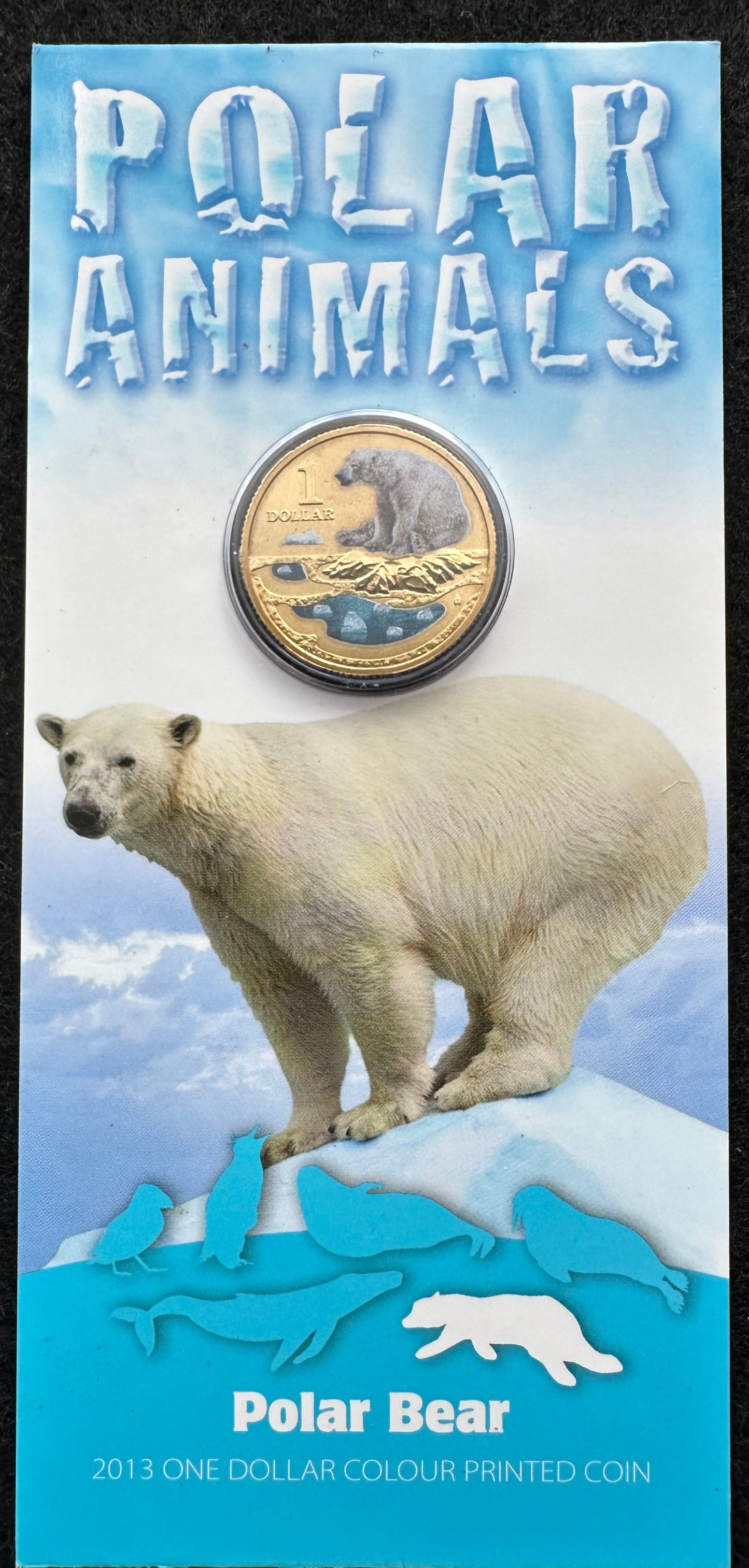 2013 $1 Polar Animals Series coloured coin - Polar Bear