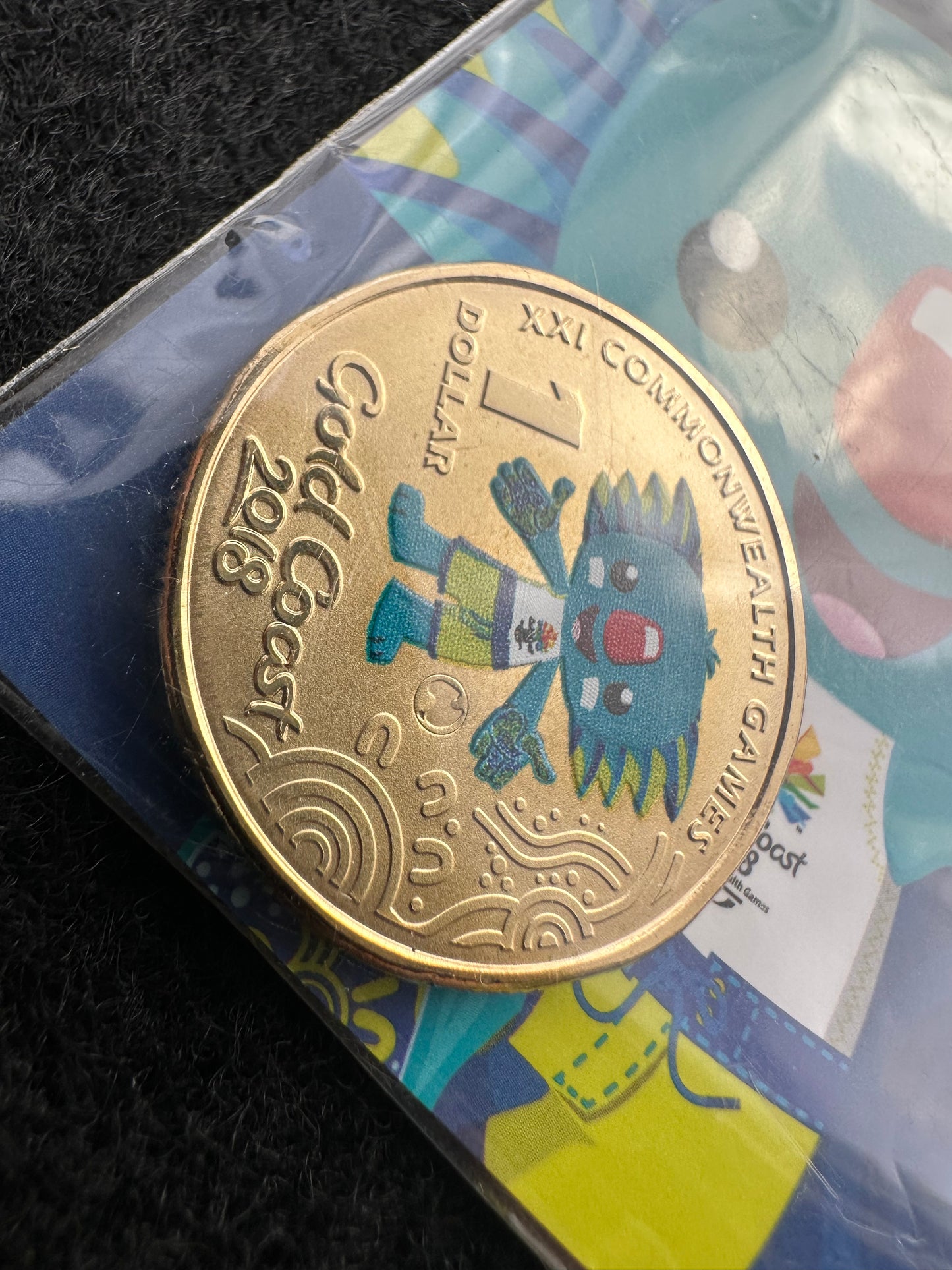 2018 Gold Coast Games Borobi ‘Australia’ Counterstamp $1 Carded Coin