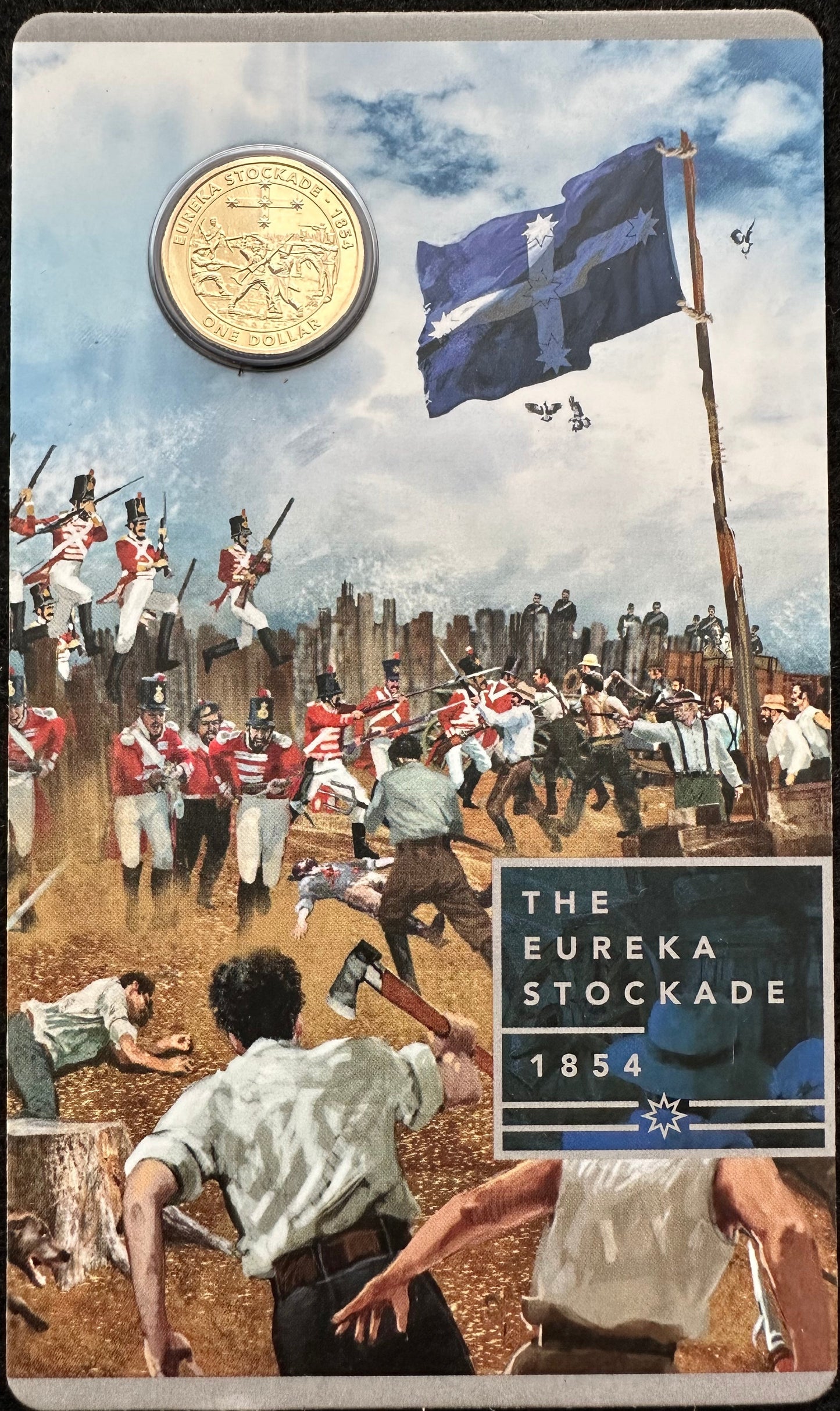 2019 $1 The Eureka Stockade 1854 coin on card