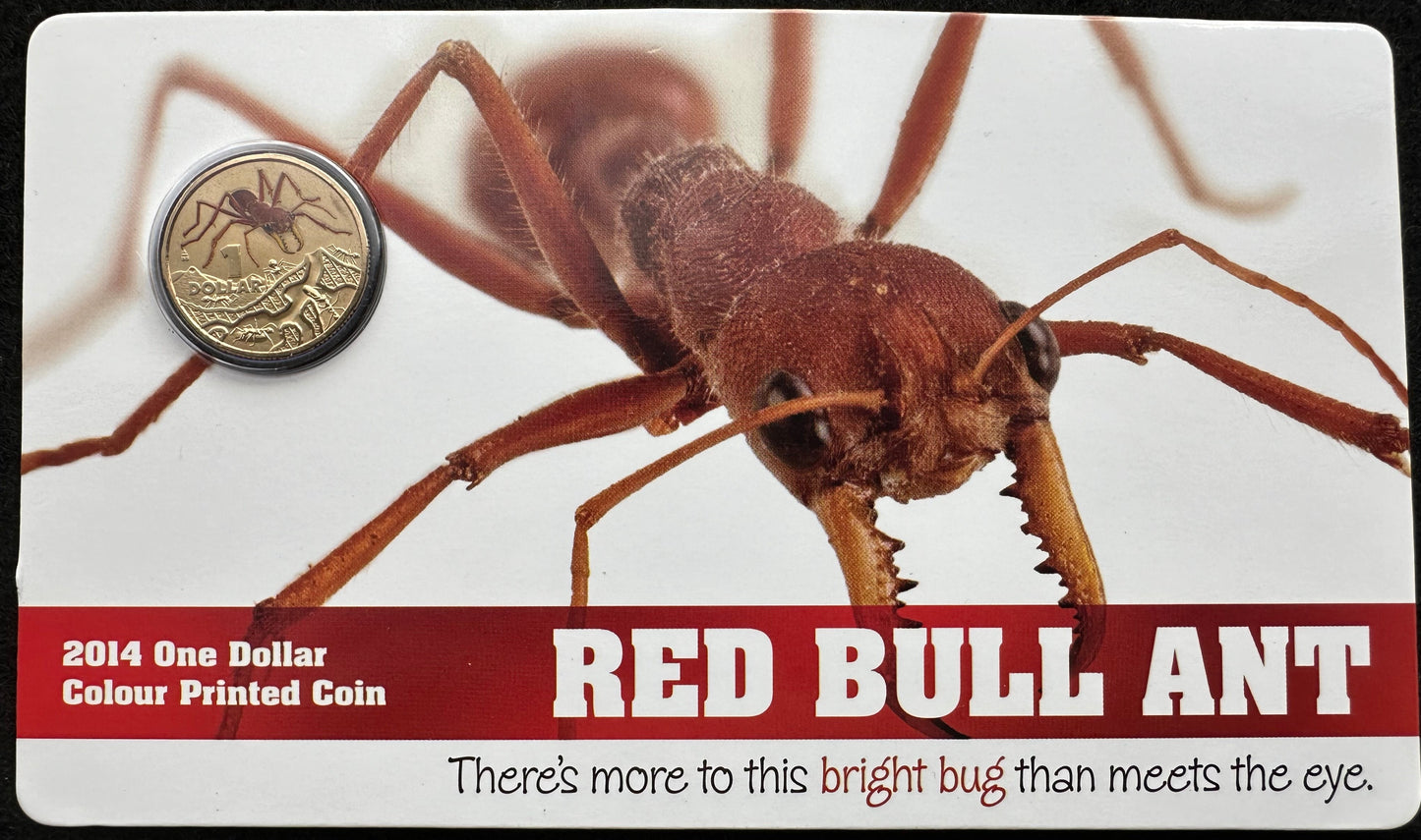 2014 $1 Bright Bugs Series – Red Bull Ant Uncirculated Coin in Card