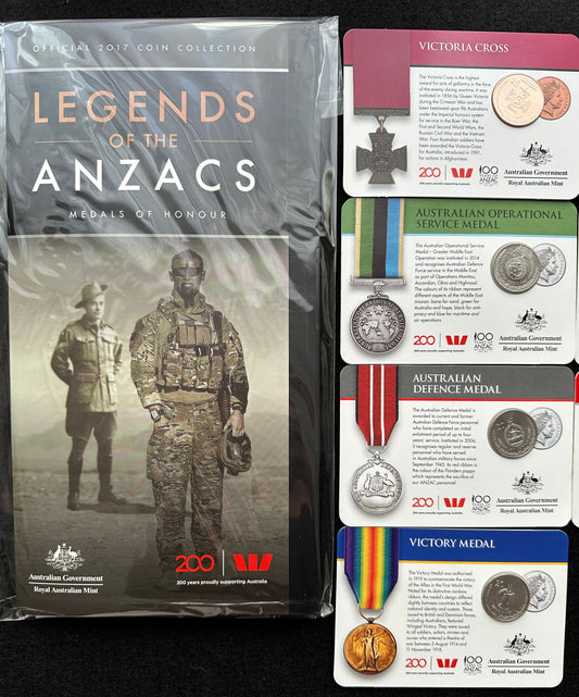 2017 Legends of ANZAC 14 Coin set with folder