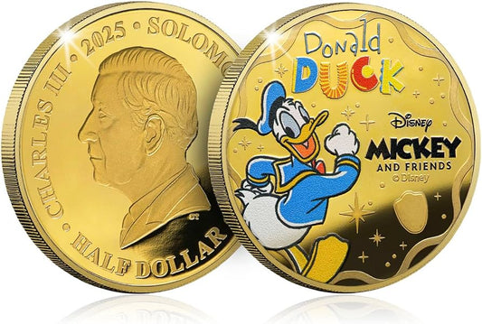 2025 Disney Donald Duck 24-Carat Gold-Plated Coloured Coin in Capsule