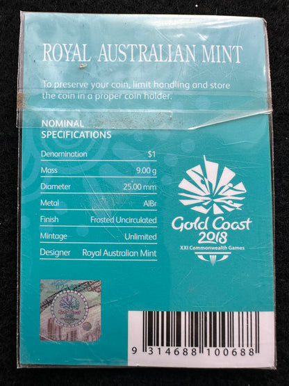 2018 Gold Coast Games Borobi ‘Australia’ Counterstamp $1 Carded Coin