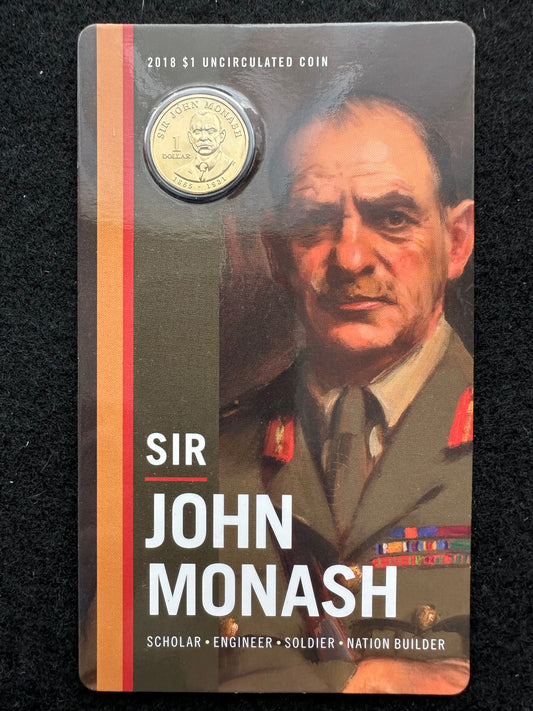 2018 $1 Sir John Monash Coin on card