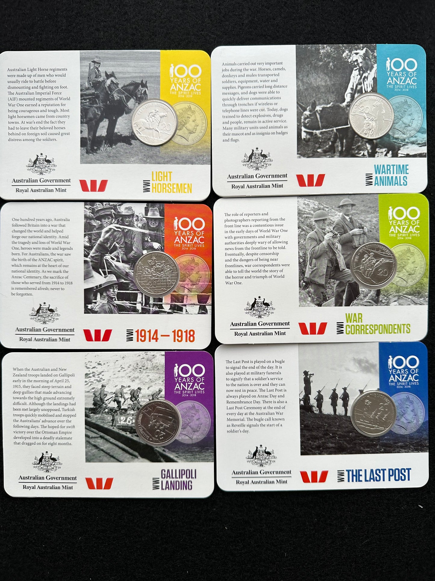 2015 ANZACS Remembered 14 coin set (no poppy)