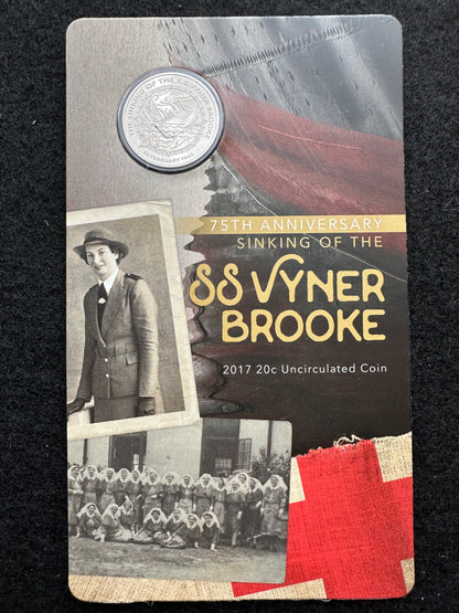 2017 50 cent 75th Anniversary Sinking of the SS Vyner Brooke Coin on card