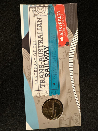 2017 Trans Australian Railway Australia Map Shaped Counterstamp One Dollar ($1) Uncirculated Australian Decimal Coin