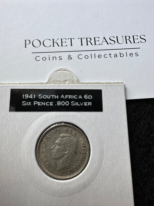 1941 South Africa 6D Sixpence - 1/2 Shilling - 1/40 Pound KM#27 - 80% Silver