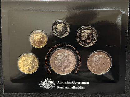 2012 Royal Australian Mint Six Coin Unc Set - Hyper-metallic Printed 50c