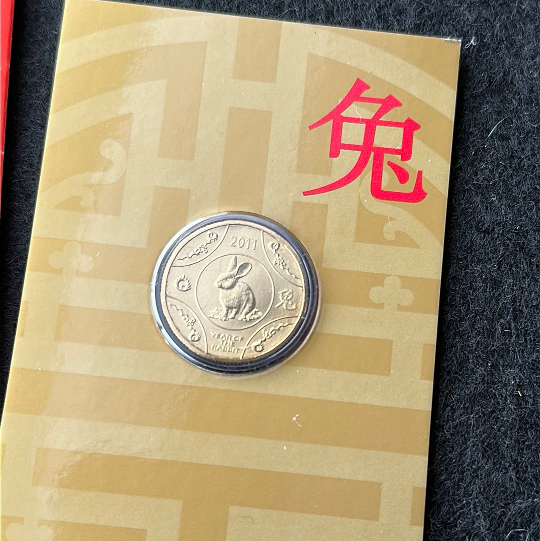 2011 $1 Lunar Year of the Rabbit Al Br Unc Coin in RAM Card