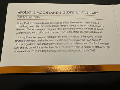 2019 50th Anniversary of Apollo 11 Moon Landing Two-Coin Proof Set