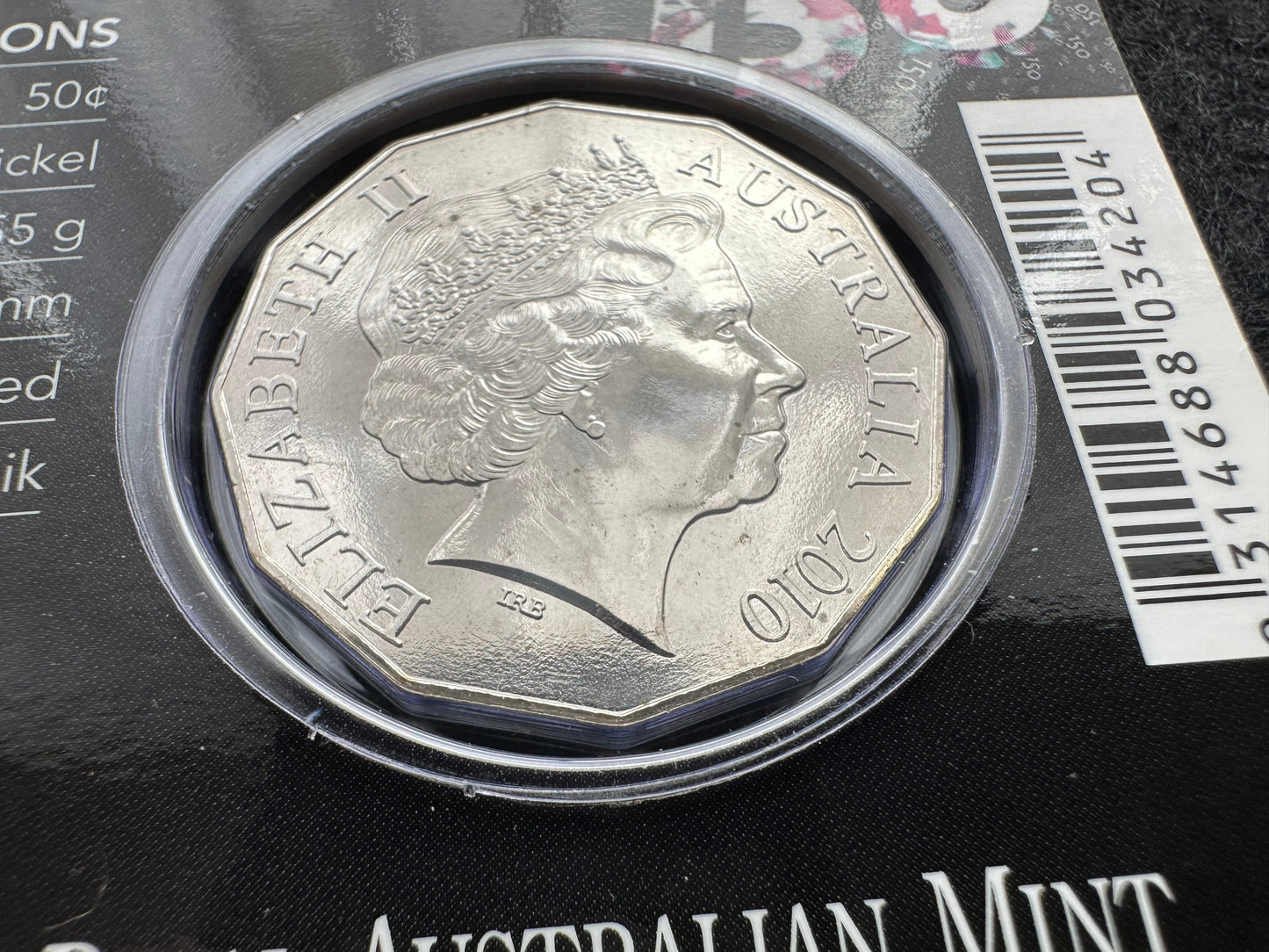 2010 50th Running of the Melbourne Cup 50 cent Carded Coin