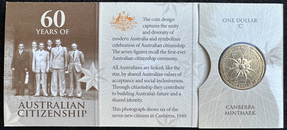 2009 $1 60 Years of Australian Citizenship C Mintmark carded coin