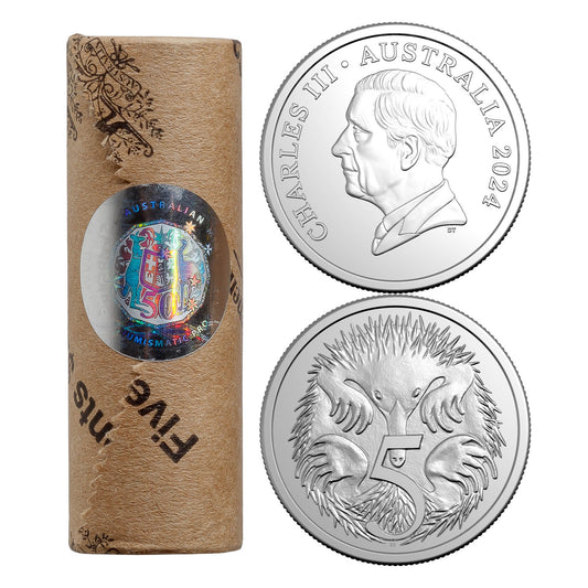 2024 King Charles III Obverse Five Cent (5c) Australian Decimal Mint Rolls - PREMIUM