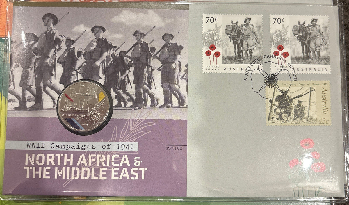 2026 20c 1941 WWII Campaigns: North Africa and the Middle East Envelope Privy Mark PNC