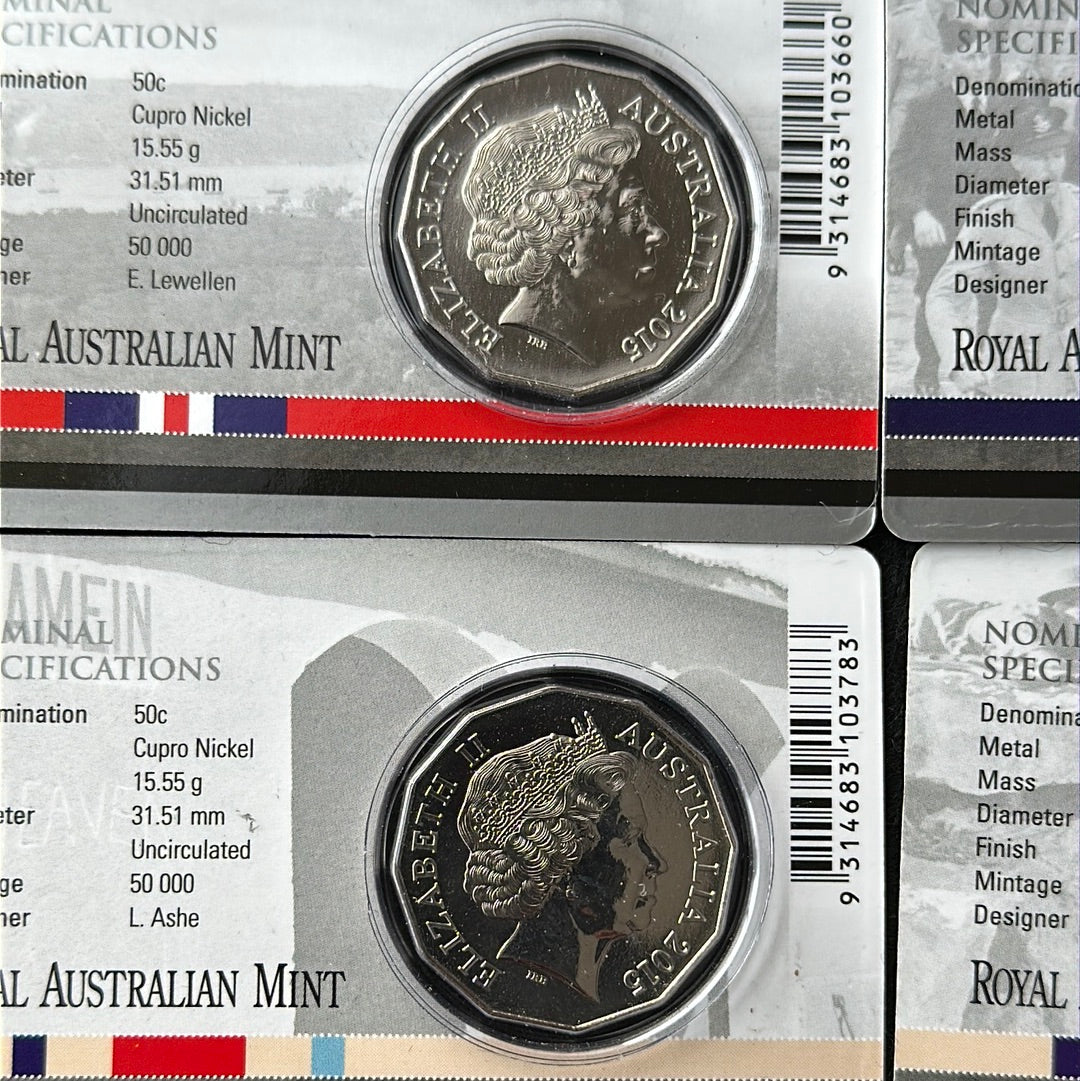 2015 Fifty Cent 50c Australians at War - Set of 6