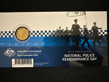 2019 $2 30th Anniversary National Police Remembrance 'C' Mintmark Coloured Uncirculated Coin on card