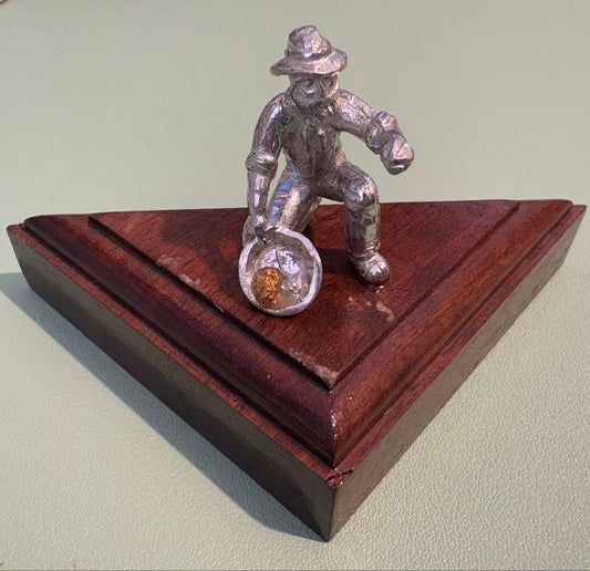 Pewter Gold Prospector with "Pocket Treasure Gold Nugget"