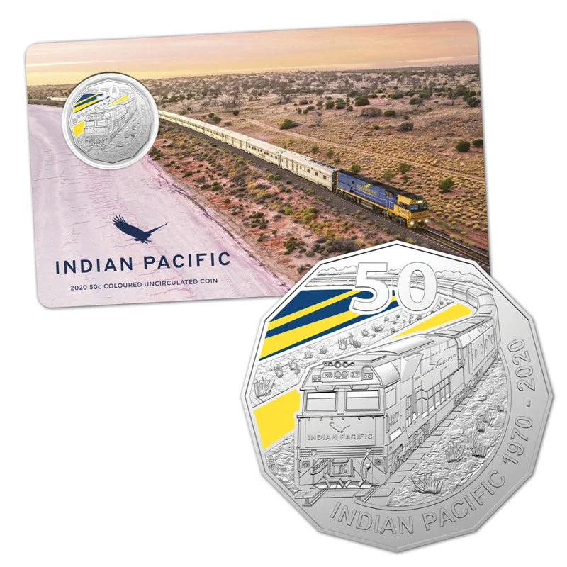 2020 Indian Pacific 50 Cent Coloured Uncirculated Coin Australian Mint RAM 50c