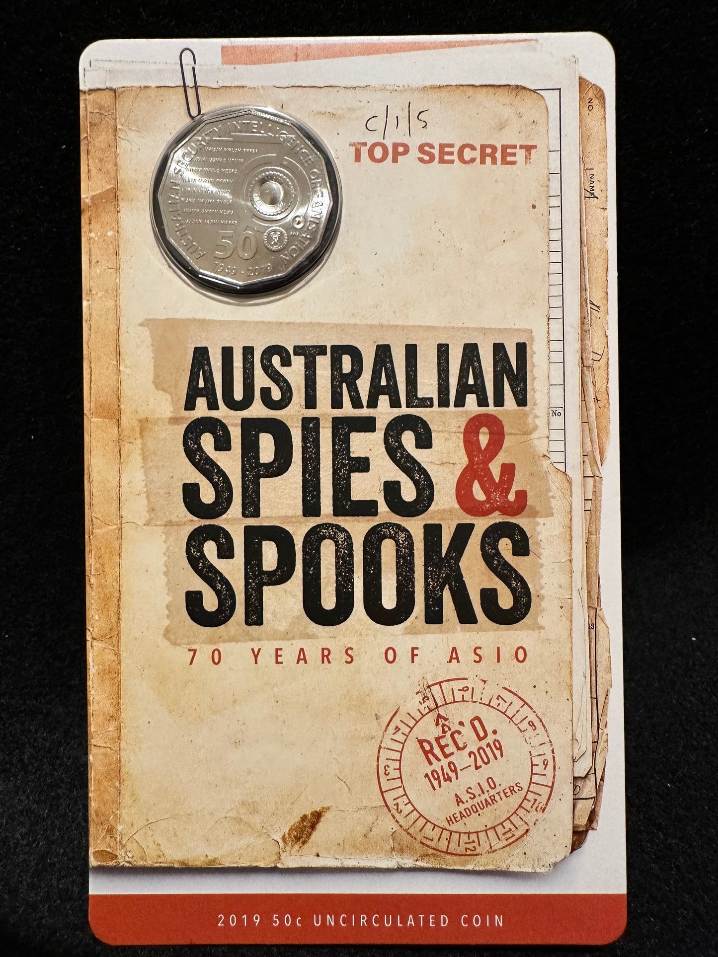 2019 Fifty 50 cent Australian Spies & Spooks 70 Years of ASIO